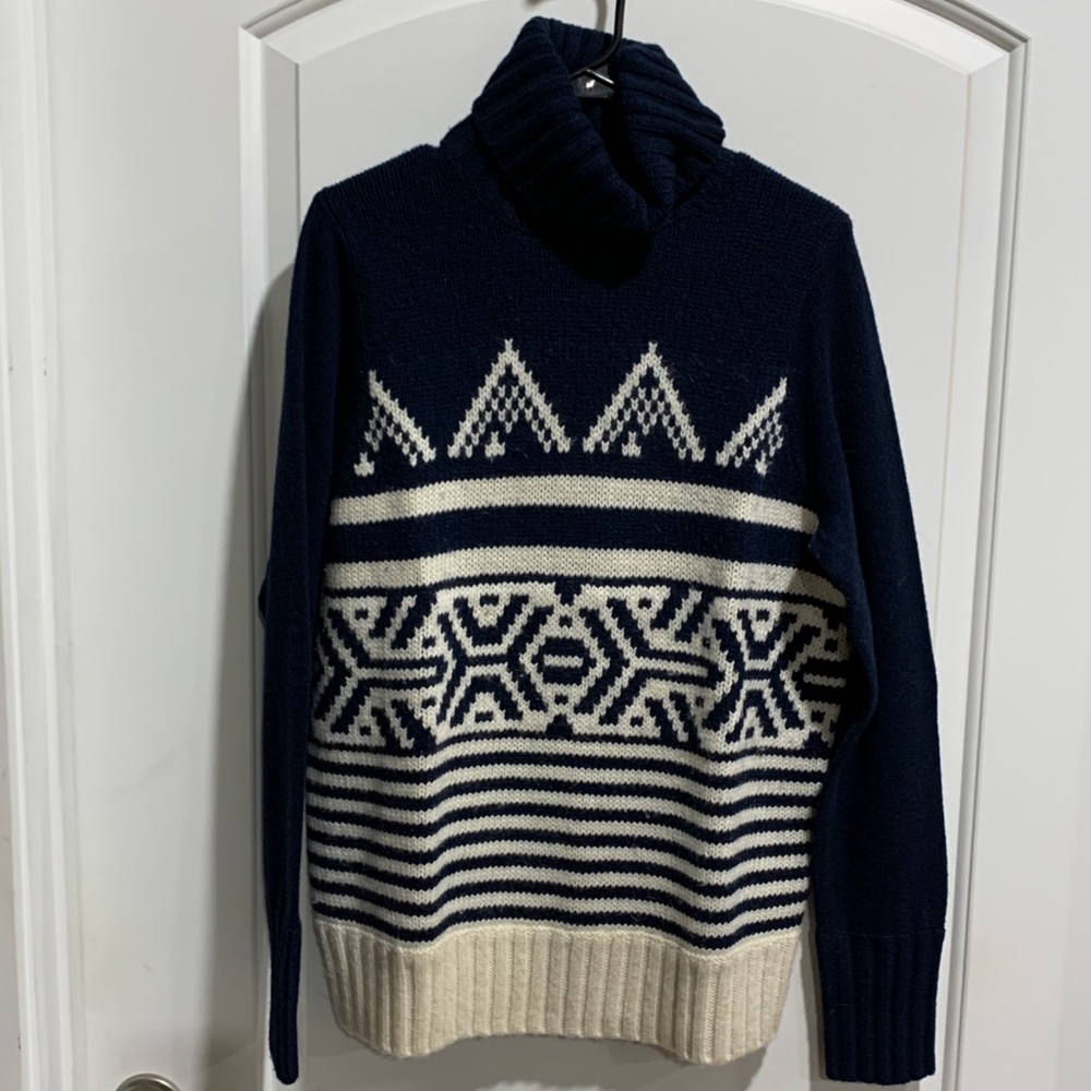 J. Crew Geo Patterned Turtleneck Sweater